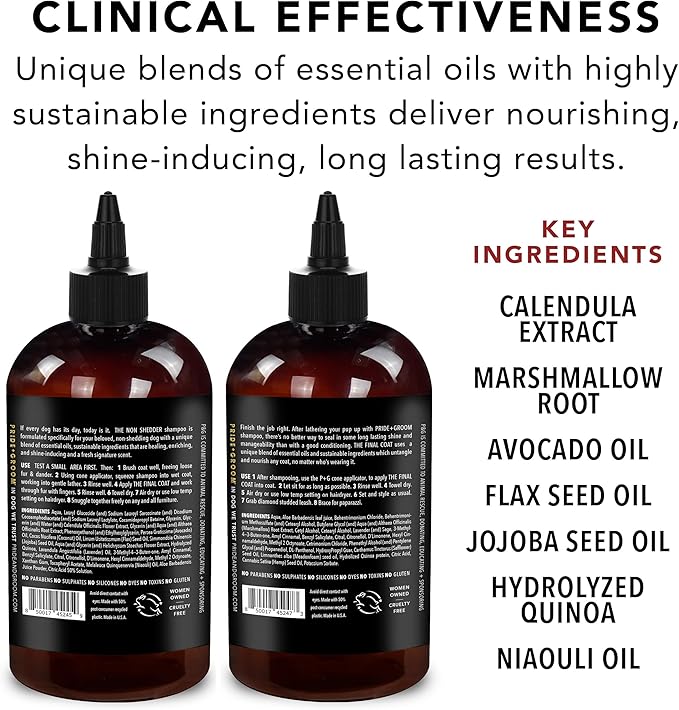 Pride and Groom The Non Shedder Box Set – Dog Shampoo & Conditioner with All Natural Blend of Essential Oils & Ingredients to Heal and Nourish for Long Lasting Shine & Manageability – 32oz