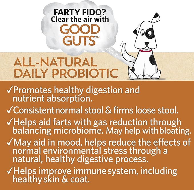 Fidobiotics Good Guts for Big Mutts Probiotic for Dogs, 12 Billion CFUs, 11 Strains, 5 Digestive Enzymes, 2 Prebiotics, Digestive Gut Health for Dogs, Adult & Puppy Probiotics Supplements (20 Days)