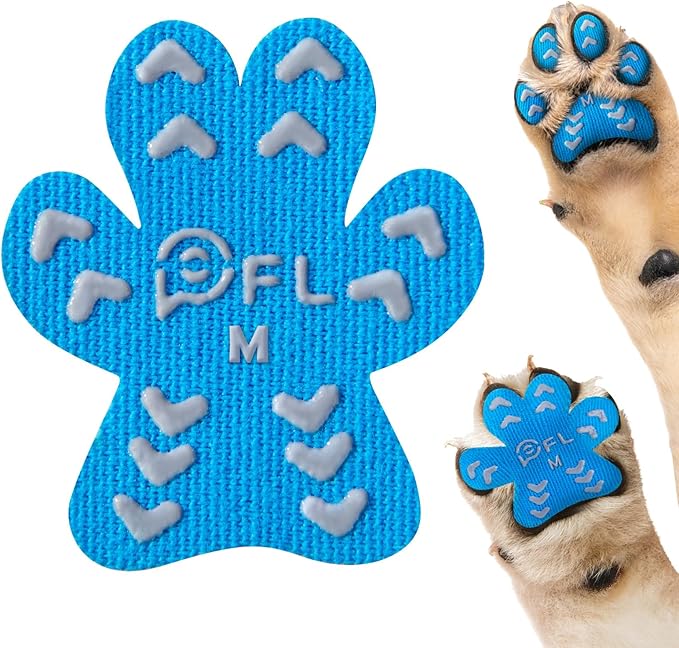 Non-Slip Paw Protector Pads for Senior Dogs, Anti-Slip Rubber Traction Stickers, Protect Dogs' Paws on Hardwood Floor, Blue, 48pcs, M (11-20lbs)