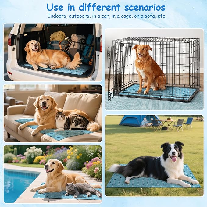 Ownpets Dog Cooling Mat, Large 39 x 23 Inch Thick and Waterproof Cooling Pad for Summer, Water-Filled Pet Mat for Large Dogs, Leakproof Design for Crate, Bed, Sofa, Floor and Car Seat