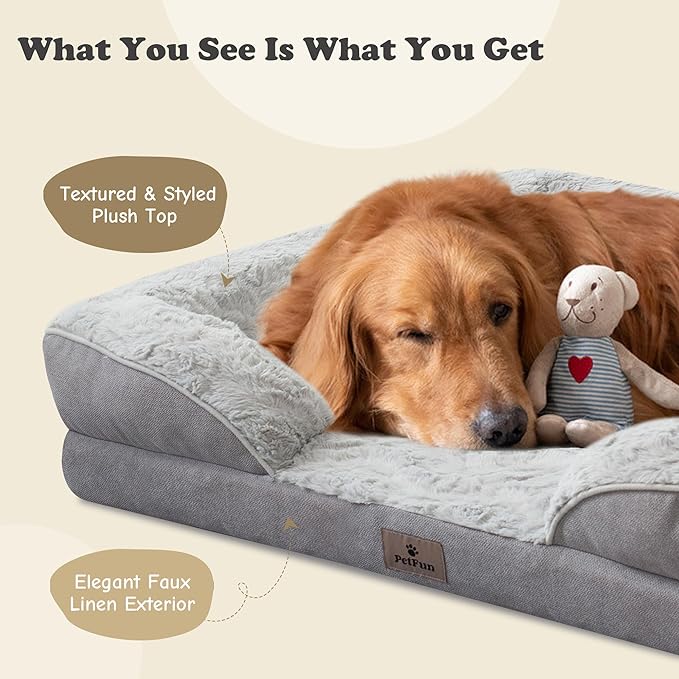 Orthopedic Dog Bed for Extra Large Dogs - XL Plus Waterproof Dog Sofa Beds, Supportive Foam Pet Couch Bed with Removable Washable Cover, Waterproof Lining and Nonskid Bottom