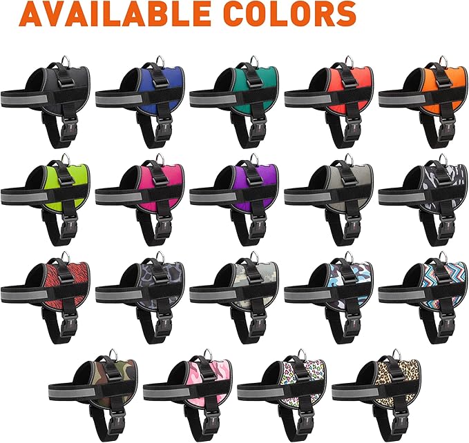 Dogline Dog Harness, Reflective No-Pull Adjustable Vest with Handle for Walking, Training, Breathable, No - Choke Harness for Small, Medium or Large Dogs Room for Patches Girth 27 to 34 in Black
