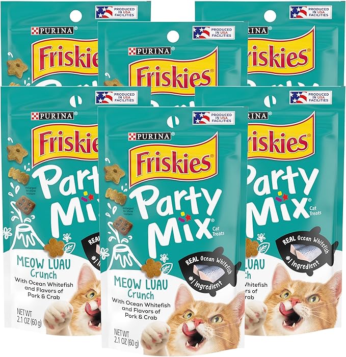 Purina Friskies Party Mix Cat Treats (Meow Luau, 2.1 Ounce (Pack of 6))
