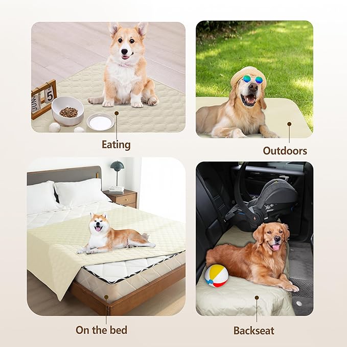 gogobunny 100% Double-Sided Waterproof Dog Bed Cover Pet Blanket Sofa Couch Furniture Protector for Puppy Large Dog Cat, Reversible (32x53 Inch (Pack of 1), Dark Cream/Light Cream)