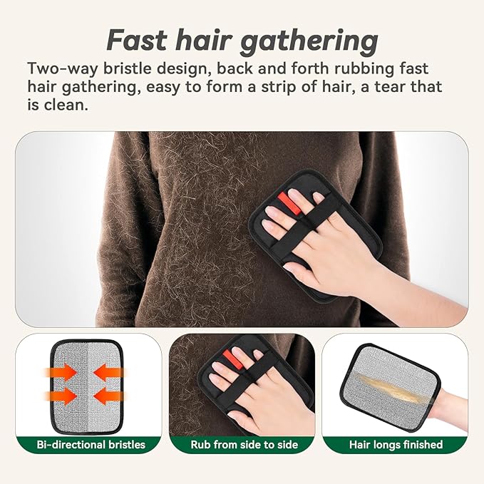 Pet Hair Removal Kit – Static Hair Removal Glove & Shedding Comb for Cats & Dogs, Removes Hair from Clothing, Furniture, Carpets & Bedding, Tackles Tangles, Fleas & Dander