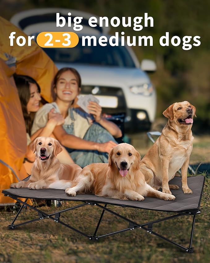 KingCamp Elevated Dog Bed for XL Dogs, Outdoor Raised Cooling Pet Cot Bed with Washable Breathable Mesh & No-Slip Feet Perfect for Camping, Backyard, Indoor Use (X-Large, Black)
