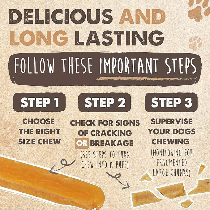 Mighty Paw Yak Cheese Chews for Dogs | All-Natural Long Lasting Pet Treats. Odorless and Great for Oral Health. Limited-Ingredient Chews for Puppies & Power-Chewers (Small, 5 Pack)