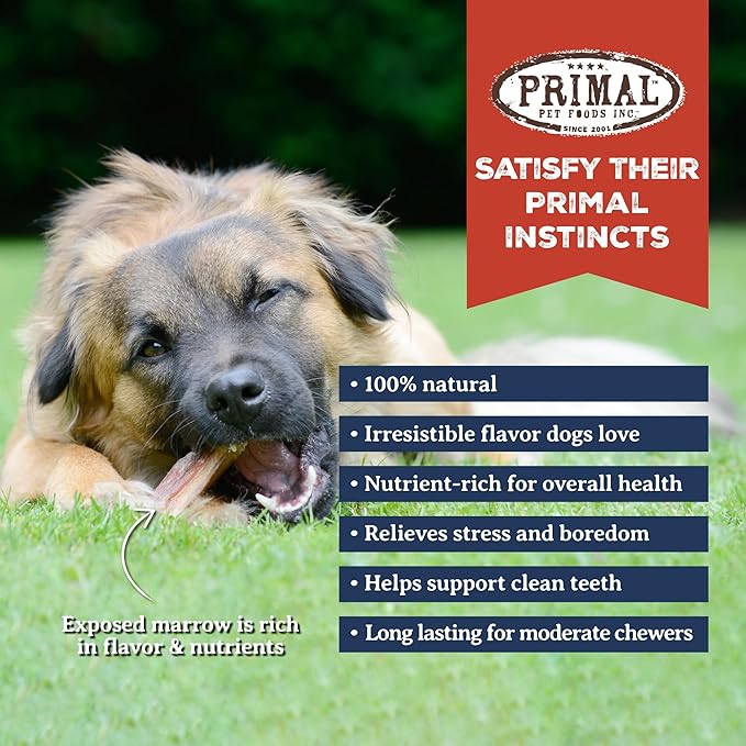 Primal Antlers for Dogs, Grade A Split Stag Antlers for Large Canines 45-60 lb, Natural Chews for Aggressive Chewers, Naturally Shed, Long Lasting Dog Bones, 1 ct