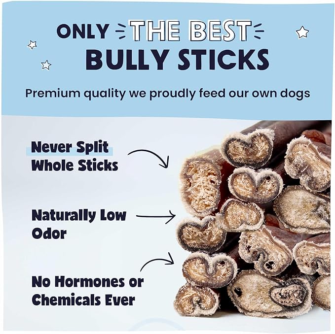 Pawstruck All-Natural 9" Bully Sticks for Dogs - Long Lasting, Rawhide-Free, Low Odor & Grain-Free Dental Chew Treat - Healthy Single Ingredient, 100% Real Beef - 1 lb Bag