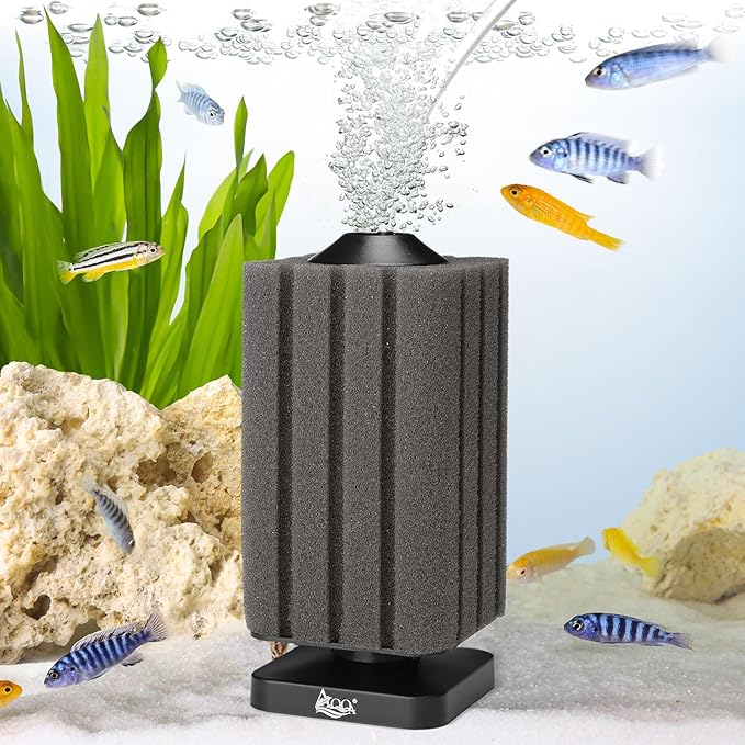 AQQA Aquarium Sponge Filter Submersible Small Fish Tank Filter 20 Gallon Ultra Quiet Air Powered Corner Sponge Filter Aeration Betta Filter for Freshwater & Marine Tank(Small for 5-30 Gallon)