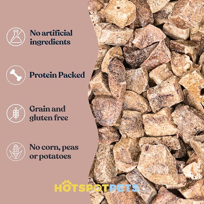 hotspot pets Freeze Dried Pork Liver Treats for Cats & Dogs - Made in USA (1 Pound Value Bag) Single Ingredient, High Protein, All Natural, Grain-Free - Perfect for Training, Topper or Snack