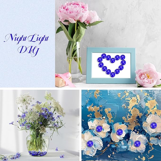 10LB Cobalt Blue Flat Glass Marbles for Vases, Gemstone Beads Vase Filler Decorative Glass Pebbles for Fish Tank, DIY Crafts, Aquarium Decor Rocks