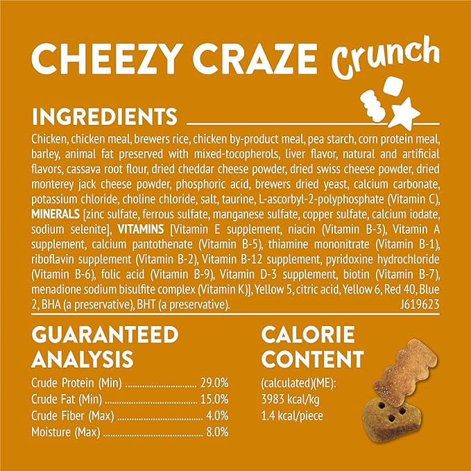 Purina Friskies Cat Treats, Party Mix Cheezy Craze Crunch - (Pack of 6) 6 oz. Pouches