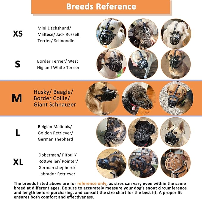 BARKLESS Dog Muzzle, Basket Muzzle for Biting, Chewing and Scavenging, Humane Cage Mouth Cover, Perfect for Grooming and Training Small, Medium, Large Aggressive Reactive Dogs (M, Brown)