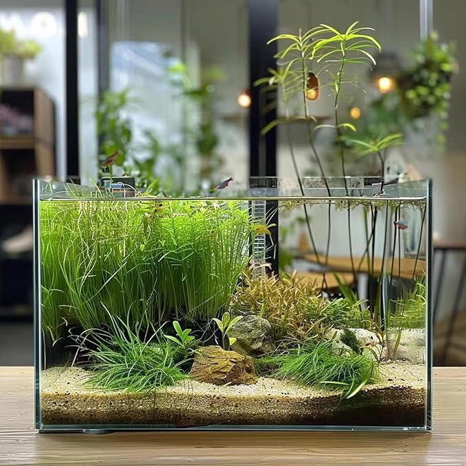 5 Gallon Glass Fish Tank, Easy to Maintain Small Aquarium for Betta/Goldfish/Snails/Shrimp and Aquatic Planting.