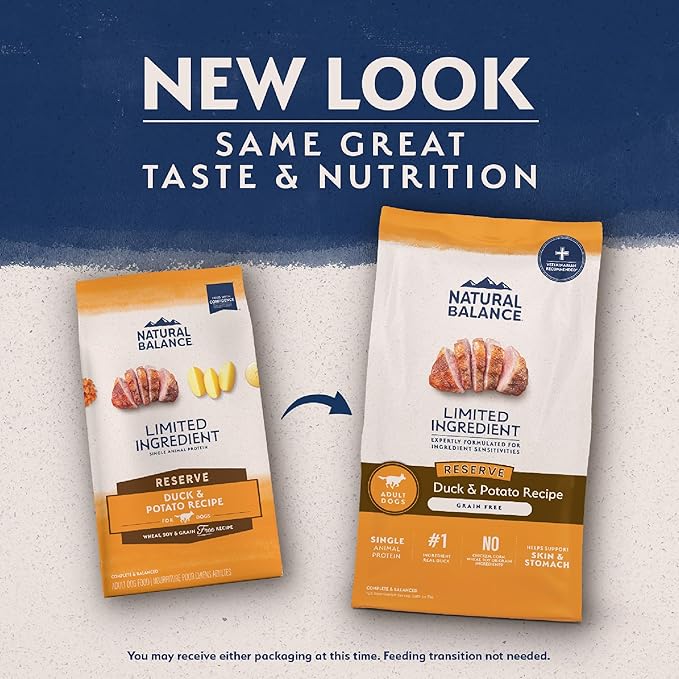 Natural Balance Limited Ingredient Adult Grain-Free Dry Dog Food, Reserve Duck & Potato Recipe, 4 Pound (Pack of 1)