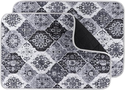 IEUUMLER Washable Pee Pads for Dogs, 2 Pack Reusable Pee Pads for Dogs Non-Slip Grip, Super Absorbent Waterproof Puppy Pads for Potty Training, Playpen, Crate, Whelping Box EU011 Black Grey, 24x18