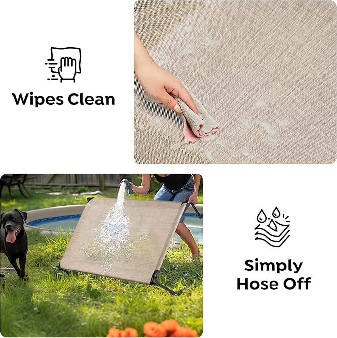 Veehoo Original Elevated Dog Cot Bed - Outdoor Raised Dog Bed, One-Sided Raised Headboard Cooling Pet Sleeping Training Cot, Non-Slip & Breathable, XL