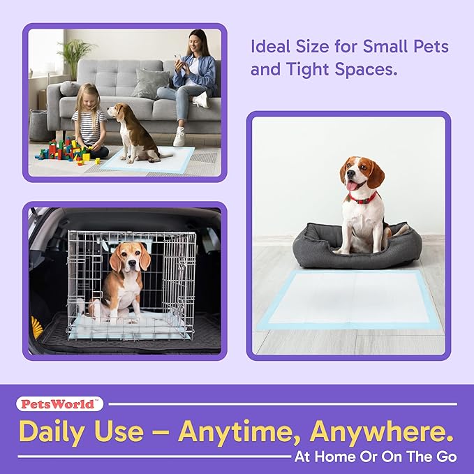 PETSWORLD Puppy Pads, 23x36 Inch, 400 Count - Puppy Pee Pads for Dogs, Tear Resistant, Economy Value, Super-Absorbent Polymer Gel Core, Perfect for Puppies, Smaller Dogs