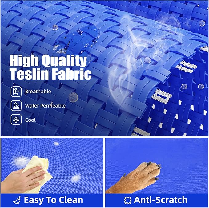 Simple Trending Raised Dog Bed for Large Dogs, Waterproof XL Dog Cot, Outdoor Cooling Elevated Pet Bed Load 200lb, 47.75" x 30.5", Blue