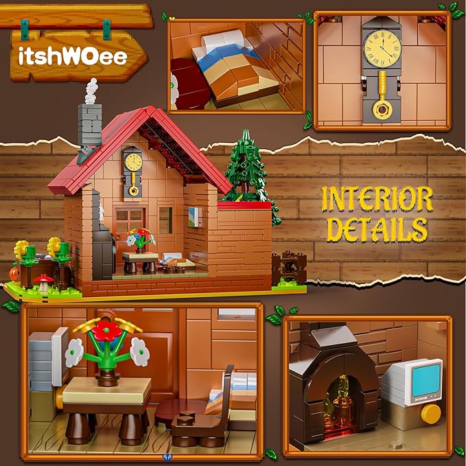 Star Farmhouse Building Blocks Set Toy, with Farm Facilities and Small Animal Figures, DIY Valley House Building Kit for Adults and Kids, Gift for Girls and Boys Ages 6 Plus