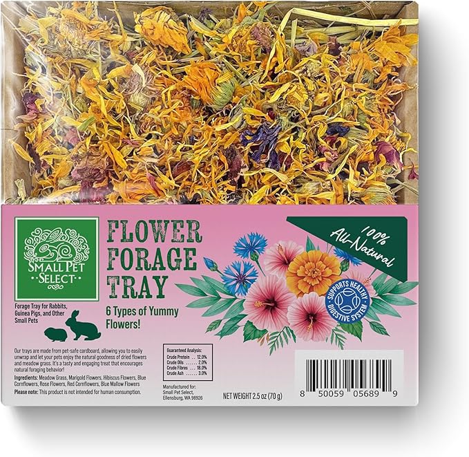 Small Pet Select Forage Tray Bundle, 3 Pack of Foraging Trays for Rabbit, Guinea Pig, Hamster or Bunny - Natural Treats, Dandelion, Flower, Herb Mix 2.5oz Each