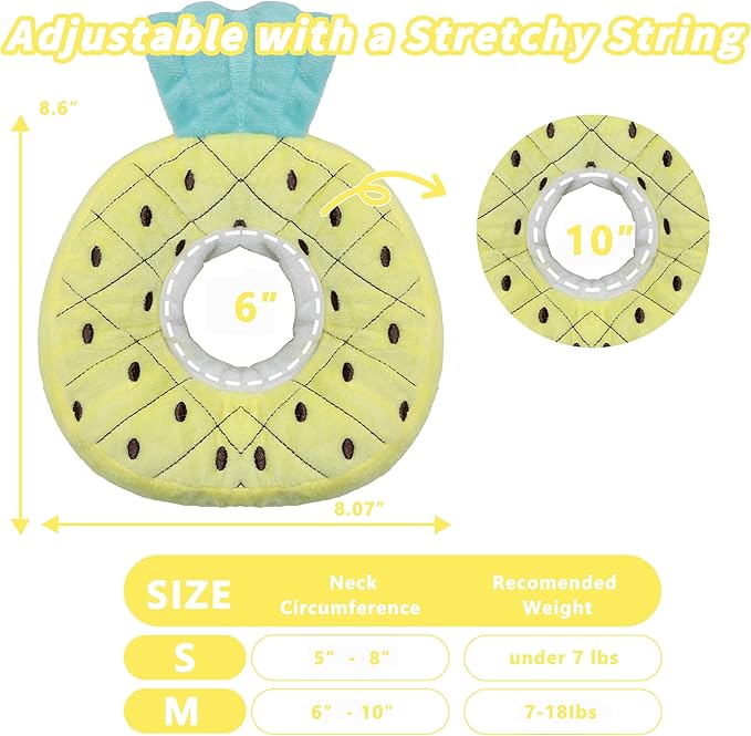Soft Cat Cone Collar, Cute Cat Recovery Collar Suitable for Small, Medium, Large Cats,Elizabethan Neck Collar for Cats After Surgery (Pineapple, Medium)