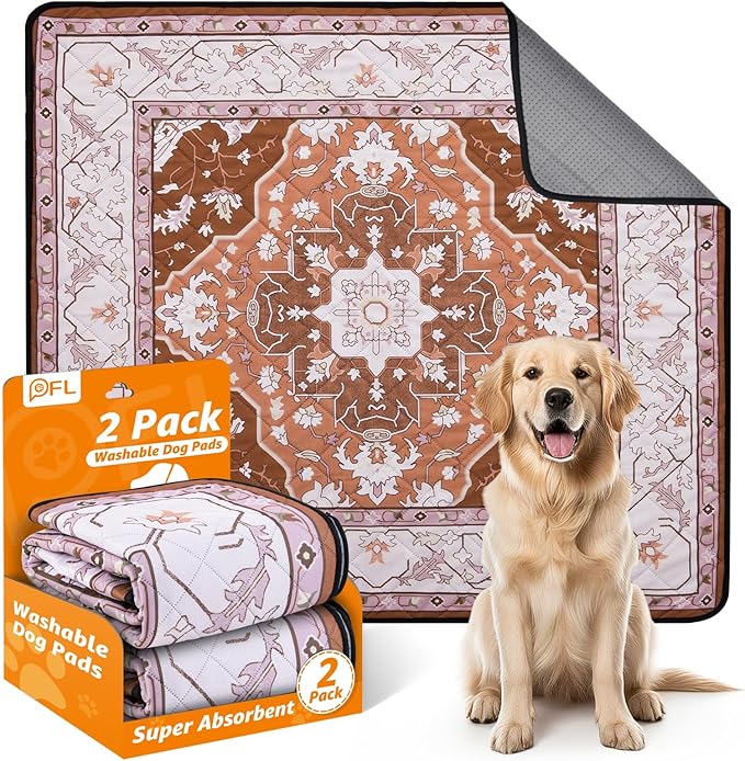 Washable Pee Pads for Dogs: 2 Pack Reusable 31"x36" Waterproof & Leakproof Puppy Pads, Non-Slip Whelping & Potty Training for Floor, Playpen, Crate, Couch