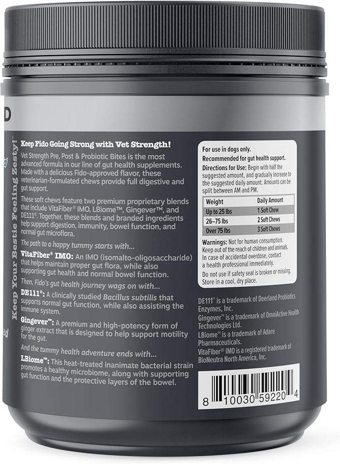 Zesty Paws Vet Strength Probiotics for Dogs, Digestive Health & Gut Flora Support, Dog Supplements, 90 Count