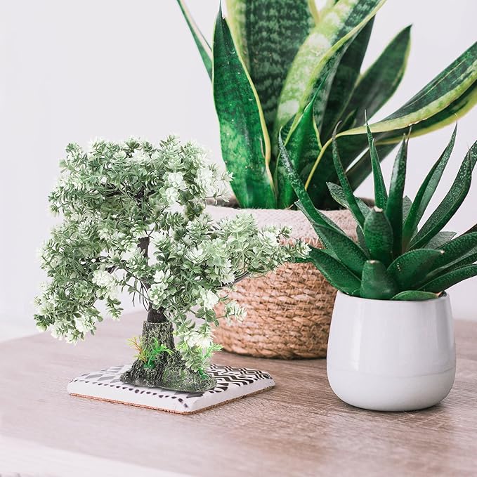 POPETPOP Aquarium Bonsai Tree Plant: Artificial Plants Flower Ornament - Fish Bowl Ornament for Freshwater and Saltwater Decor 4.13 X 2.36 X 10.62 Inch