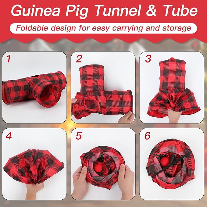 Rypet Guinea Pig Tunnels & Tubes Collapsible 3 Way Small Animals Hideaway Activity Tunnel Toys for Guinea Pig Chinchilla Ferret Hamster