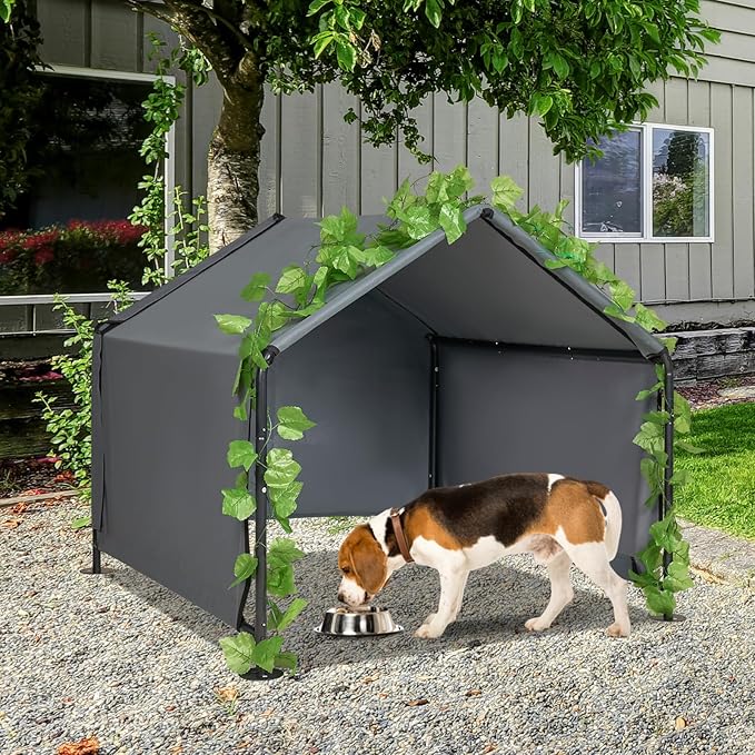 Large Dog Shade for Outside - LitaiL Outdoor Dog Kennel for Small Dogs, 4.1'x4.1'x3.6' Outdoor Sun Rain Canopy Pet House, Waterproof Pet Canopy Shelter for Small Animals