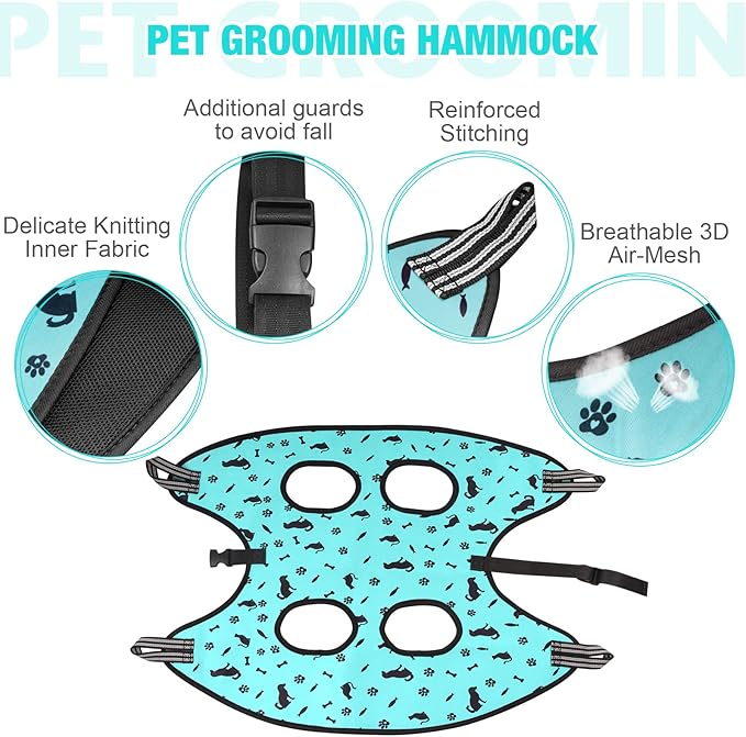 Dog Grooming Hammock - Pet Harness for Grooming, Dog Sling for Nail Clipping, Dog Hanging Holder for Cutting Nails