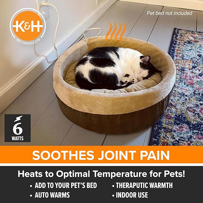 K&H Pet Products Pet Bed Warmer, Turn Any Pet Bed Into a Heated Cat or Dog Bed, Waterproof Indoor Heated Warming Pad Insert, Automatic Temperature, Safety Listed - Medium 20 X 5.5in Tan