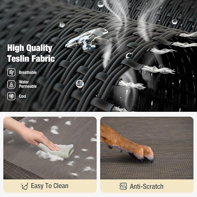 Veehoo Cooling Elevated Dog Bed, XL Raised Pet Cot with Guardrail & Slope Headrest, Durable Breathable Teslin Mesh, Non-Slip Feet, Washable Dog Couch Bed for Indoor & Outdoor, 50.5" x 33.5, Brown