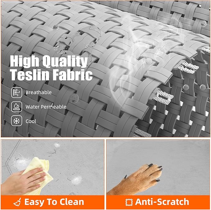 Simple Trending Raised Dog Bed for Large Dogs, Waterproof XL Dog Cot, Outdoor Cooling Elevated Pet Bed Load 200lb, 47.75" x 30.5", Grey