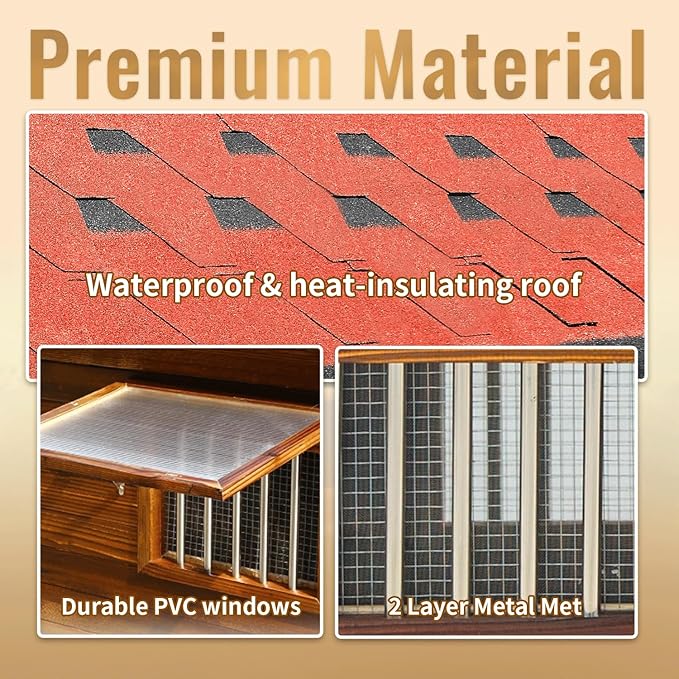 Luxury Dog House Outdoor&Indoor Weatherproof, Wooden Dog House for for Garden Backyard, Natural Pine Wood Pet House Outside, Waterproof Dog Kennel, XL