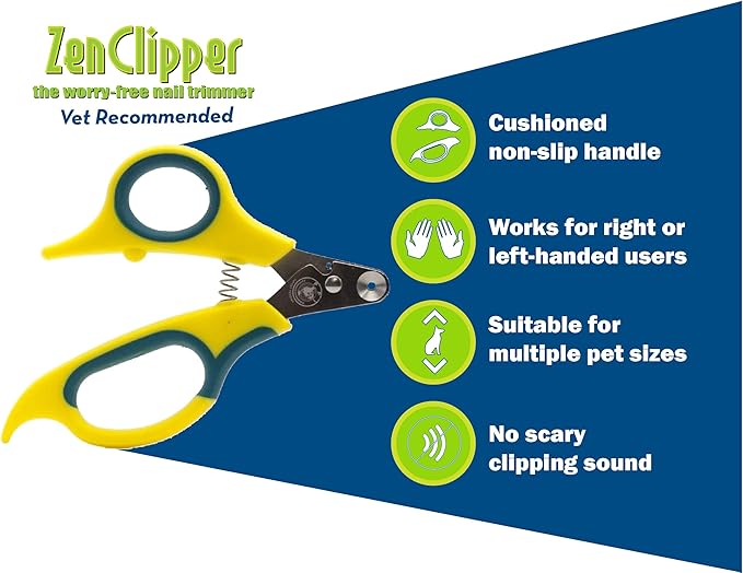 Zen Clipper Pet Nail Clipper for Cats – Cat Nail Trimmer for Safer Pet Grooming Care - Clean, Quiet, and Easy-to-Use Stainless Steel Claw Trimmer - (2.5mm Hole)