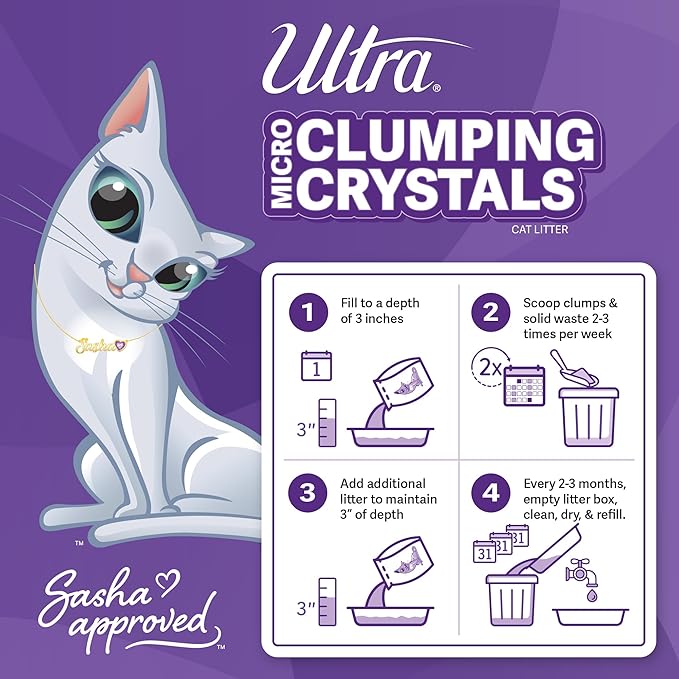 Ultra Clumping Micro Crystals Cat Litter - Dust Free, Soft on Paws, Fragrance Free - 5 Lbs.