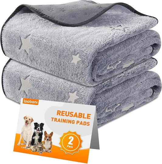 LOOBANI Washable Pee Pads for Dogs, 2 Pack 31 x 36 in Reusable Pee Pads for Dog Mat Puppy Mats Training Non Slip Whelping Mat for Dog Playpen, Crate, Car, Grey