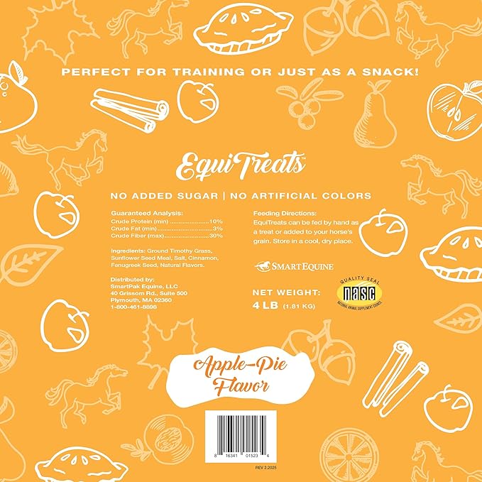 Uckele by SmartEquine Equi Treats Bite-Sized Pellets | Horse Treats with No Sugar Added | High Fiber Cookies for Horses | Suitable Reward for Training | Apple Pie Flavor | 4 lb Bag