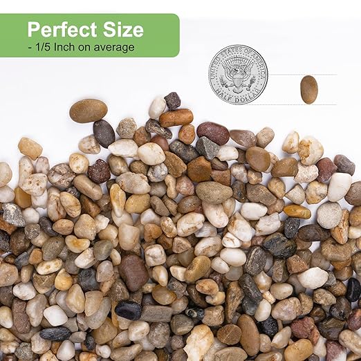 5 lbs Drainage Rocks for Potted Plants, 1/5 Inch Small Pebbles for Indoor Plants, Decorative Gravel for Vases, Bamboo, Succulent, Terrarium, Crafts, Cactus