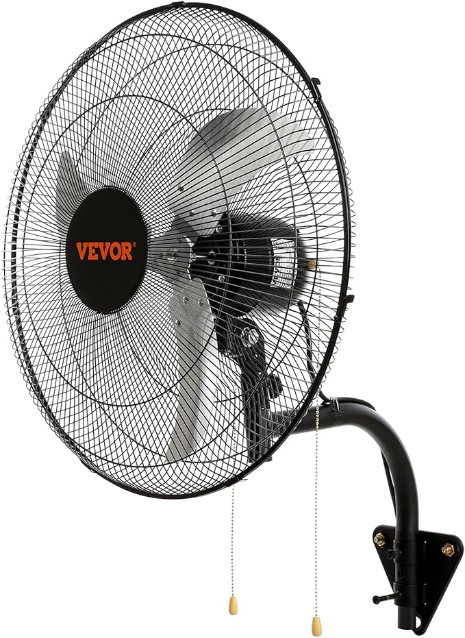 VEVOR Wall Mount Fan, 2 PCS 20 inch Oscillating, 3-speed High Velocity Max. 4000 CFM Industrial Wall Fan for Indoor, Commercial, Residential, Warehouse, Greenhouse, Workshop, Basement, Garage,Black
