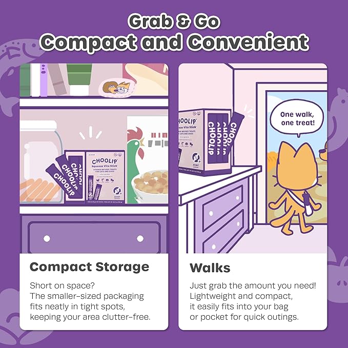 Grab & Go Squeeze Vita Stick Lickable Treats for Dogs & Cats. 49 Joint Support Sticks with Essential multivitamins. Soft and Tasty Paste for All Life Stages, Supporting Joints Health