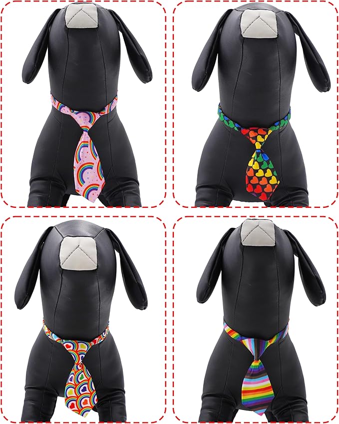 PET SHOW 10 Pack Pride Month Big Dog Ties Neckties for Large Breed Dogs XL Rainbow Neck Ties Bowties Girl Boy Pets LGBT Costumes Dog Adjustable Holiday Grooming Accessories Wedding Party Gift Favor