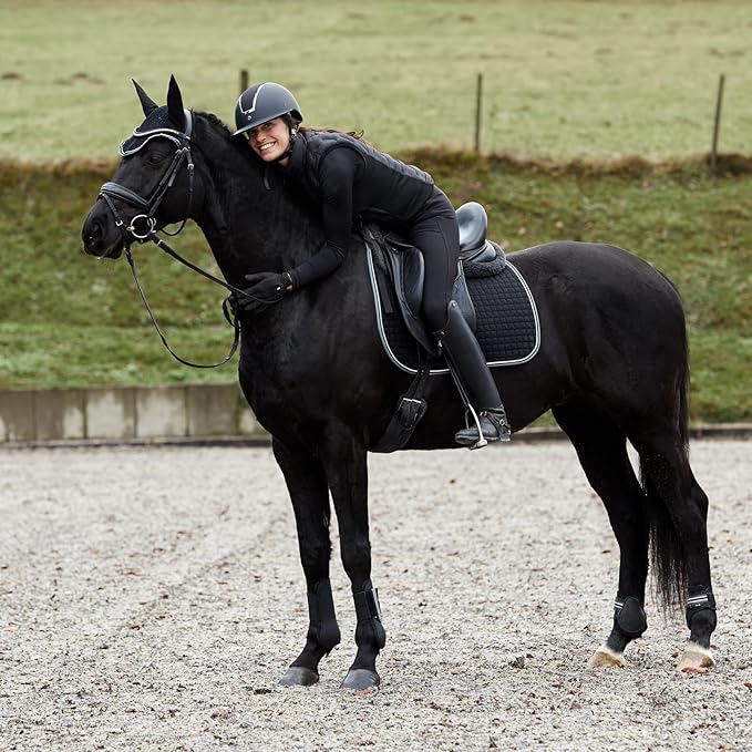 HORZE Adepto Quilted Quick-Dry Dressage Saddle Pad for Horses with Two-Tone Trim