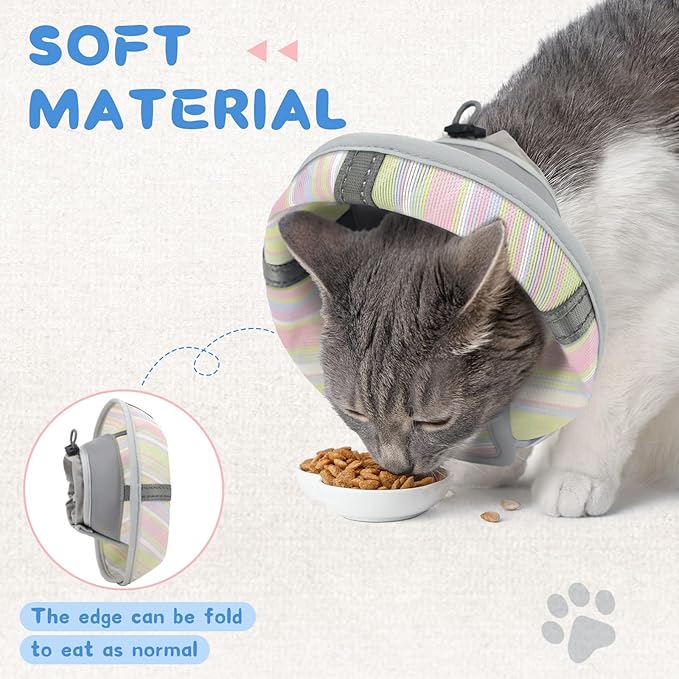 Supet Cat Cone Collar After Surgery, Soft Mesh Recovery Collar for Cats to Stop Licking and Scratching, Plastic Cone Alternative for Small Dogs, Medium, Large Cats