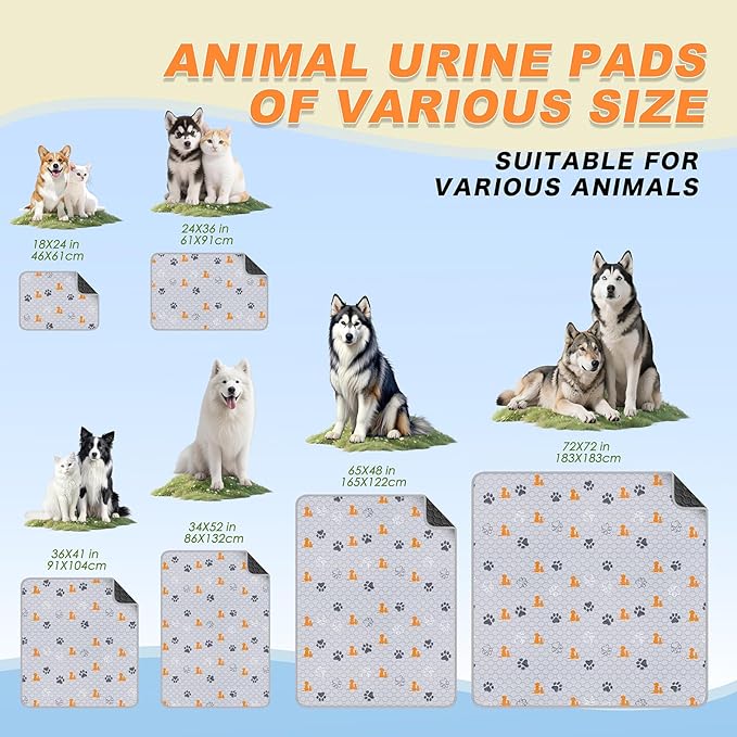 Washable Pee Pads for Dogs, 2 Pack Reusable Puppy Pads, Waterproof Pet Pee Pads for Dog Potty Training, Extra Large Dog Pee Pads for Crate, Playpen, and Whelping, Orange 36"x41"