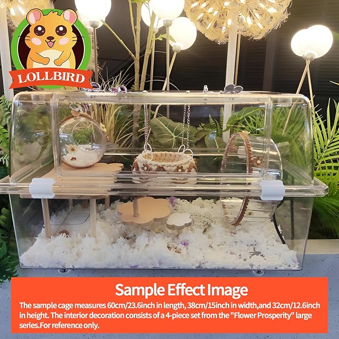 4-Pack Wooden Rat Cage Accessories - Platforms, Ladders & Hammocks Set for Chinchillas, Hamsters, Gerbils (for Iron/Wooden, Acrylic Hamster Cages + Customizable Layout) (9.1x5.6x4.3)