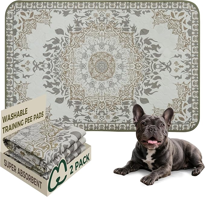 FXW Washable Pee Pads for Dogs, Puppy Pads with Super Absorbent, Specifically Designed for 42inch Cages, 41" × 27" Rectangle, Boho, 2 Packs